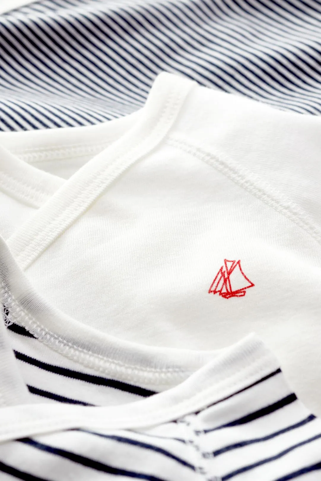 Petit Bateau Baby Bodysuit 3-Pack Kimono Navy Stripe