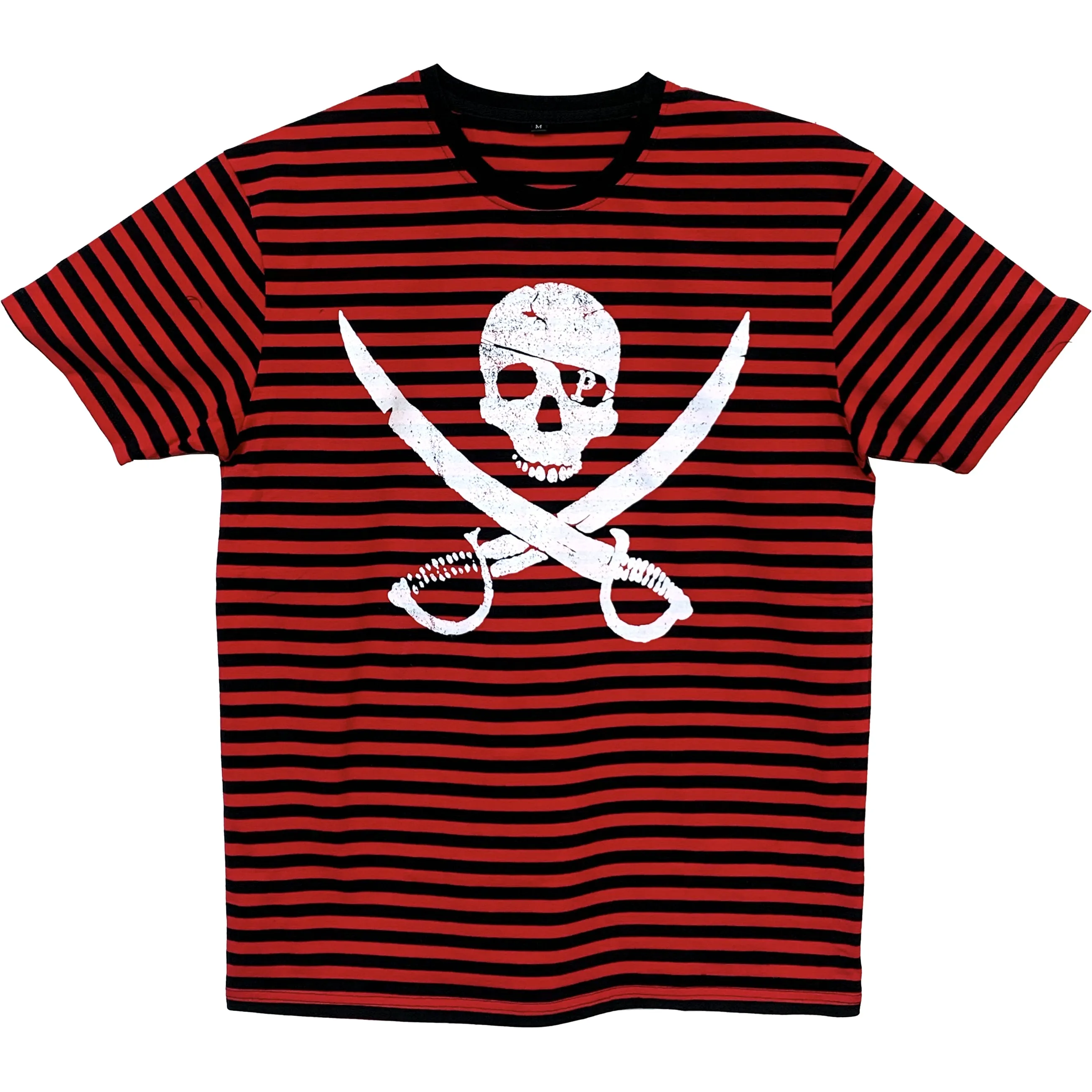 Pirates Press Records - Pirate Logo - White On Red & Black - T-Shirt