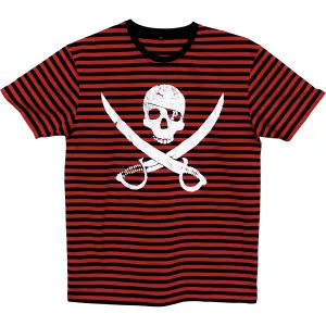 Pirates Press Records - Pirate Logo - White On Red & Black - T-Shirt