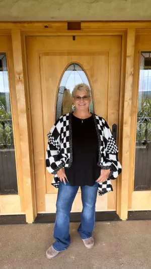 Plus Checker Cardigan
