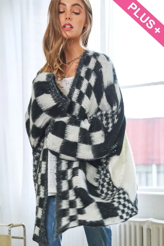Plus Checker Cardigan