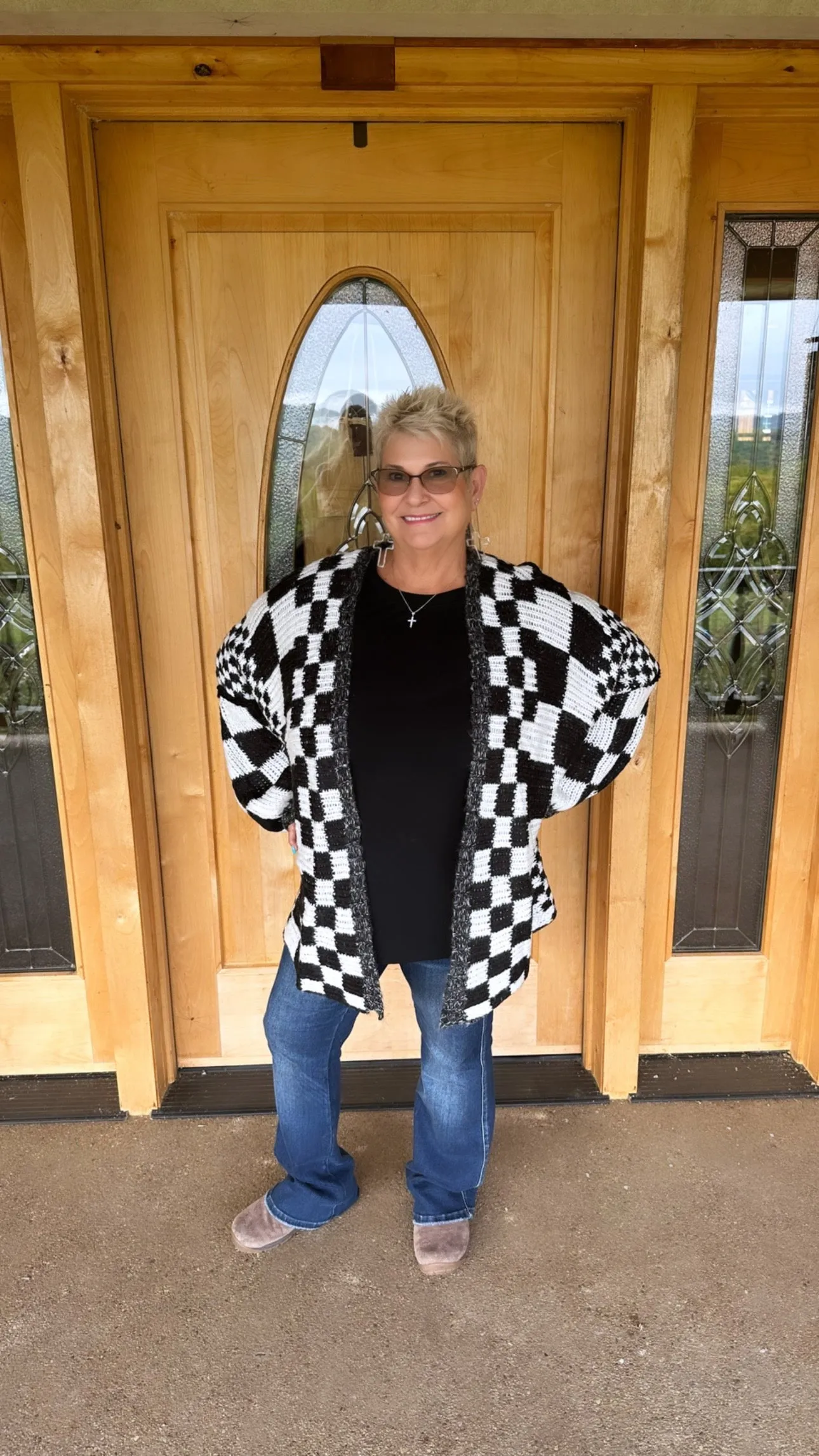 Plus Checker Cardigan