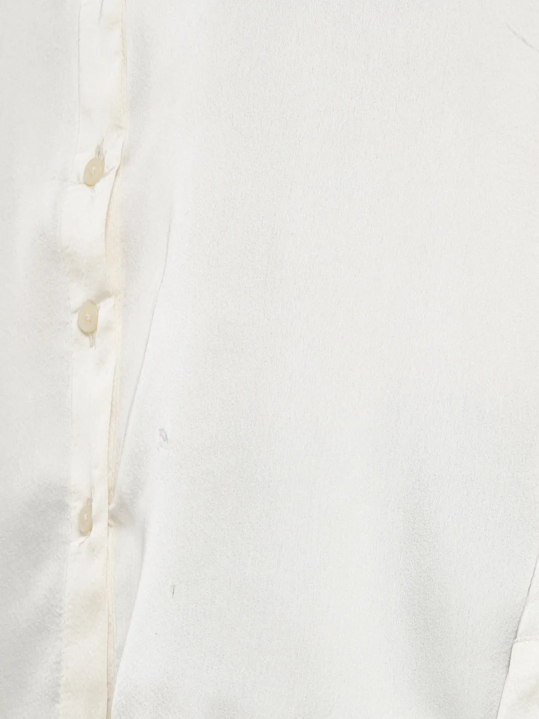 Porsorte Women’s Offwhite Satin Full Sleeves & Button-Down Collar Shirt