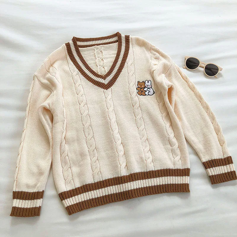 Preppy Cute Bear Pullover Vest