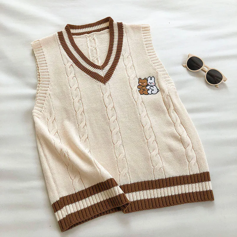 Preppy Cute Bear Pullover Vest