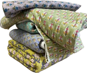 Quilted Double Sided Hand Stamped Cotton Batiste
