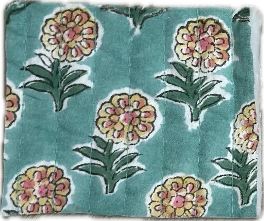 Quilted Double Sided Hand Stamped Cotton Batiste
