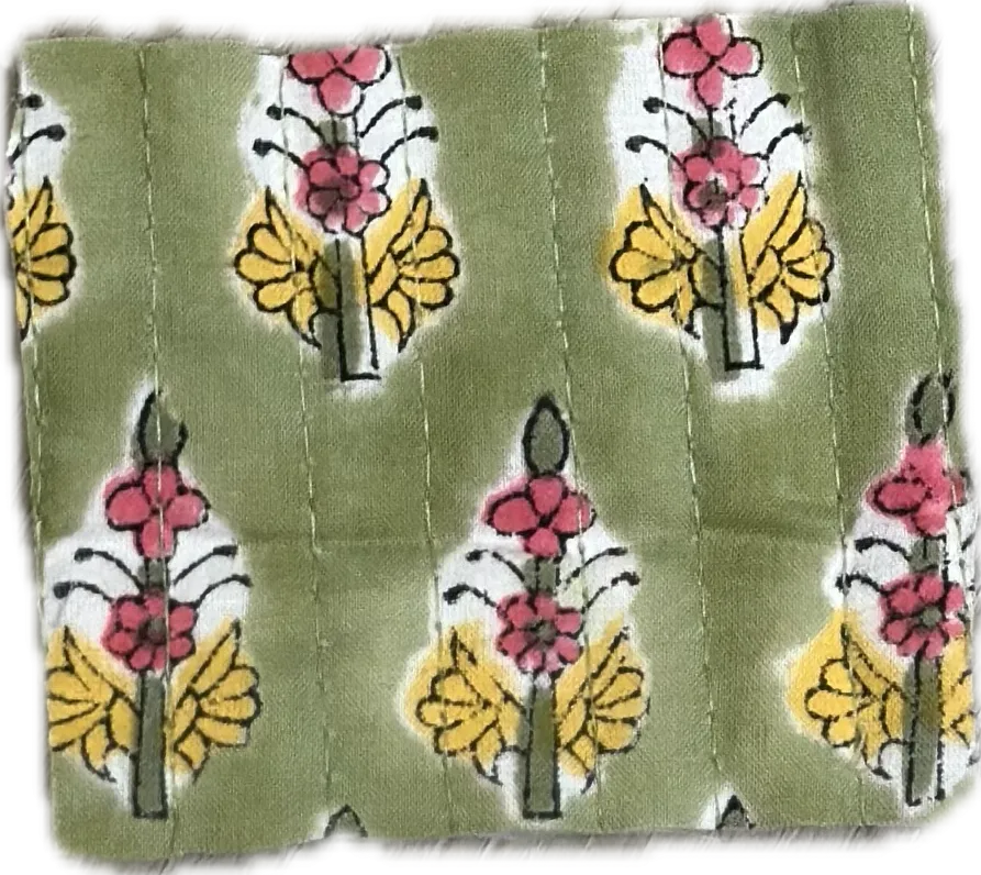 Quilted Double Sided Hand Stamped Cotton Batiste