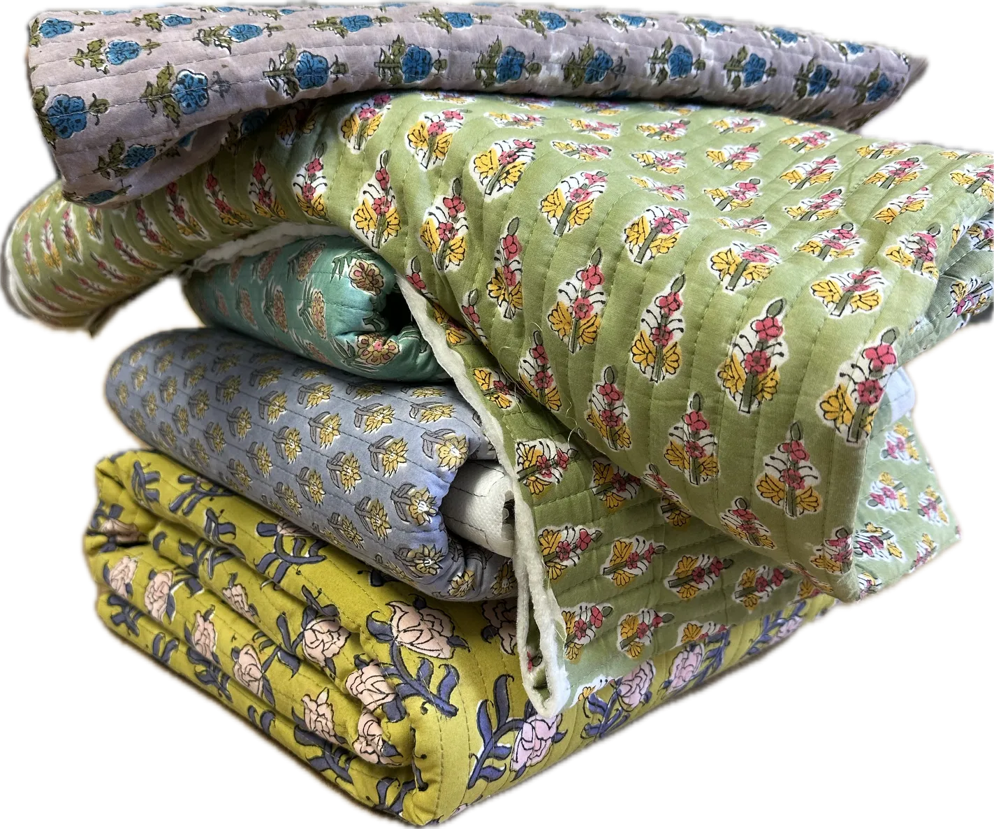 Quilted Double Sided Hand Stamped Cotton Batiste