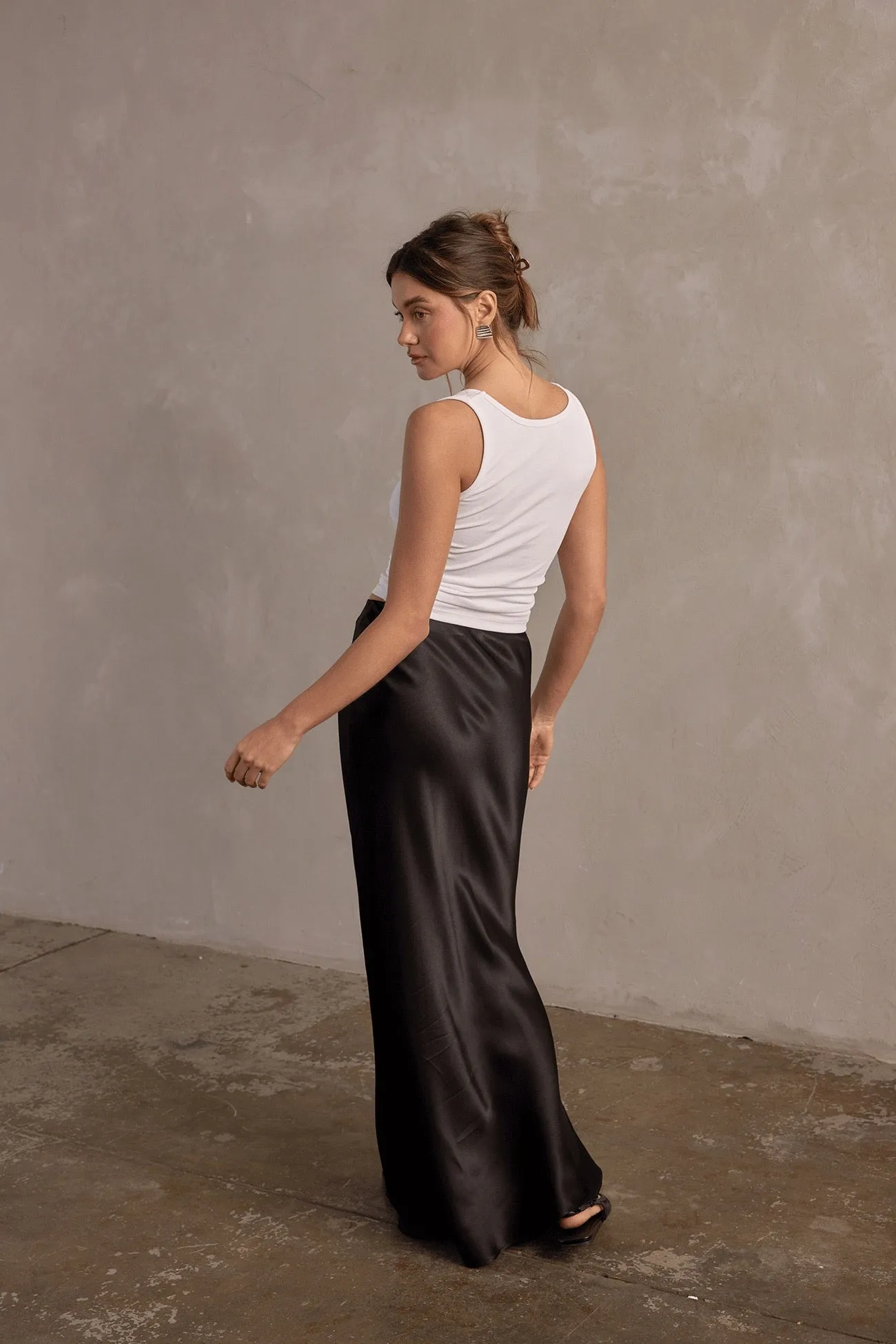 Raef The Label  Jones Satin Maxi Skirt - Black