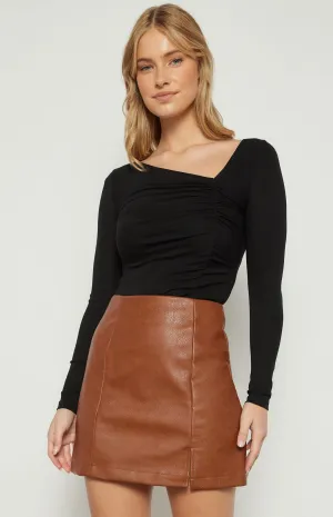 Ruched Basic Top Black