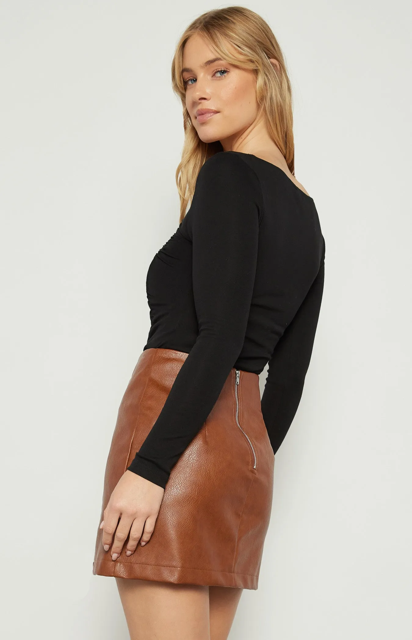 Ruched Basic Top Black