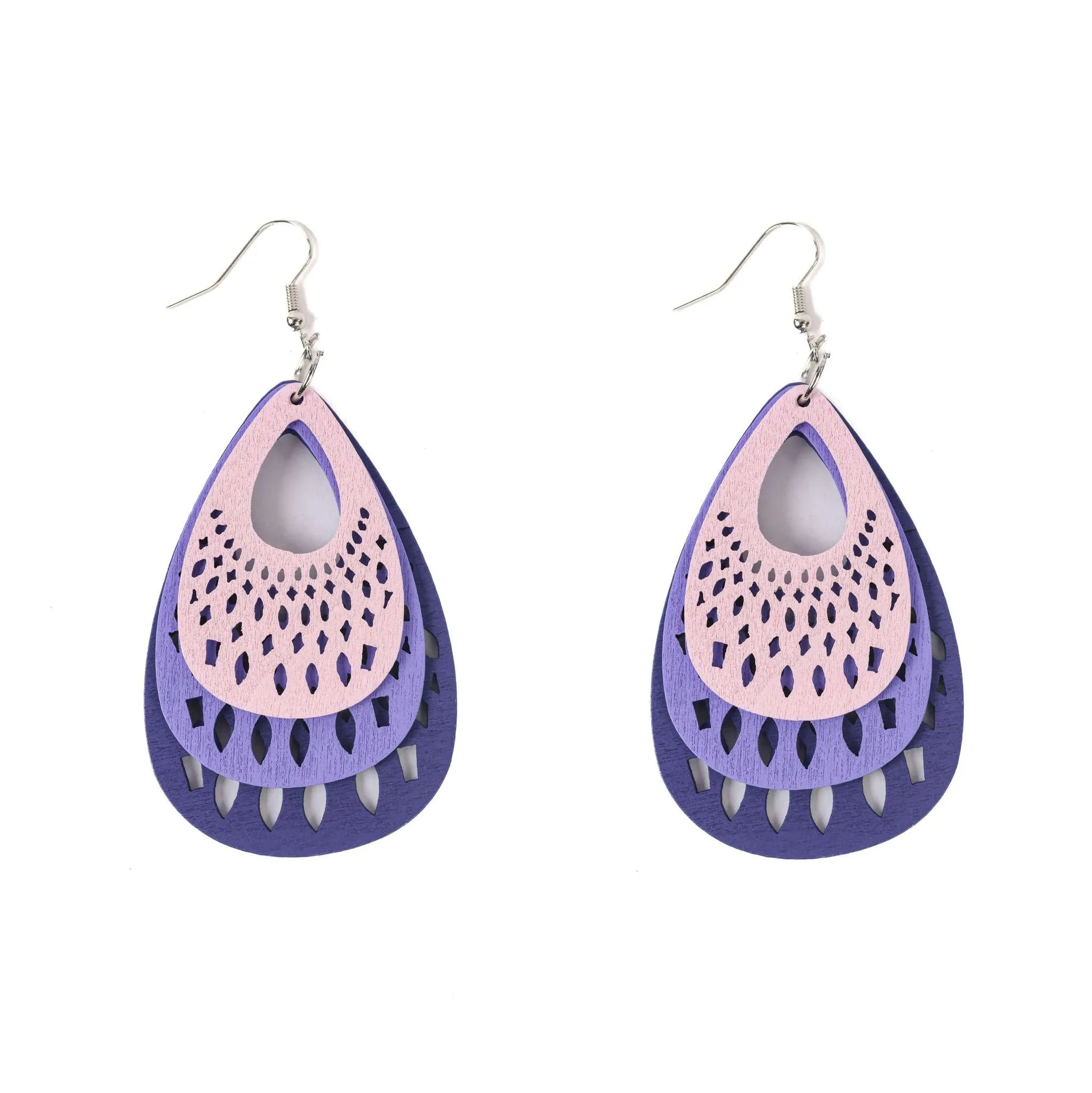 Shades of Purple Lightweight Wooden Earrings
