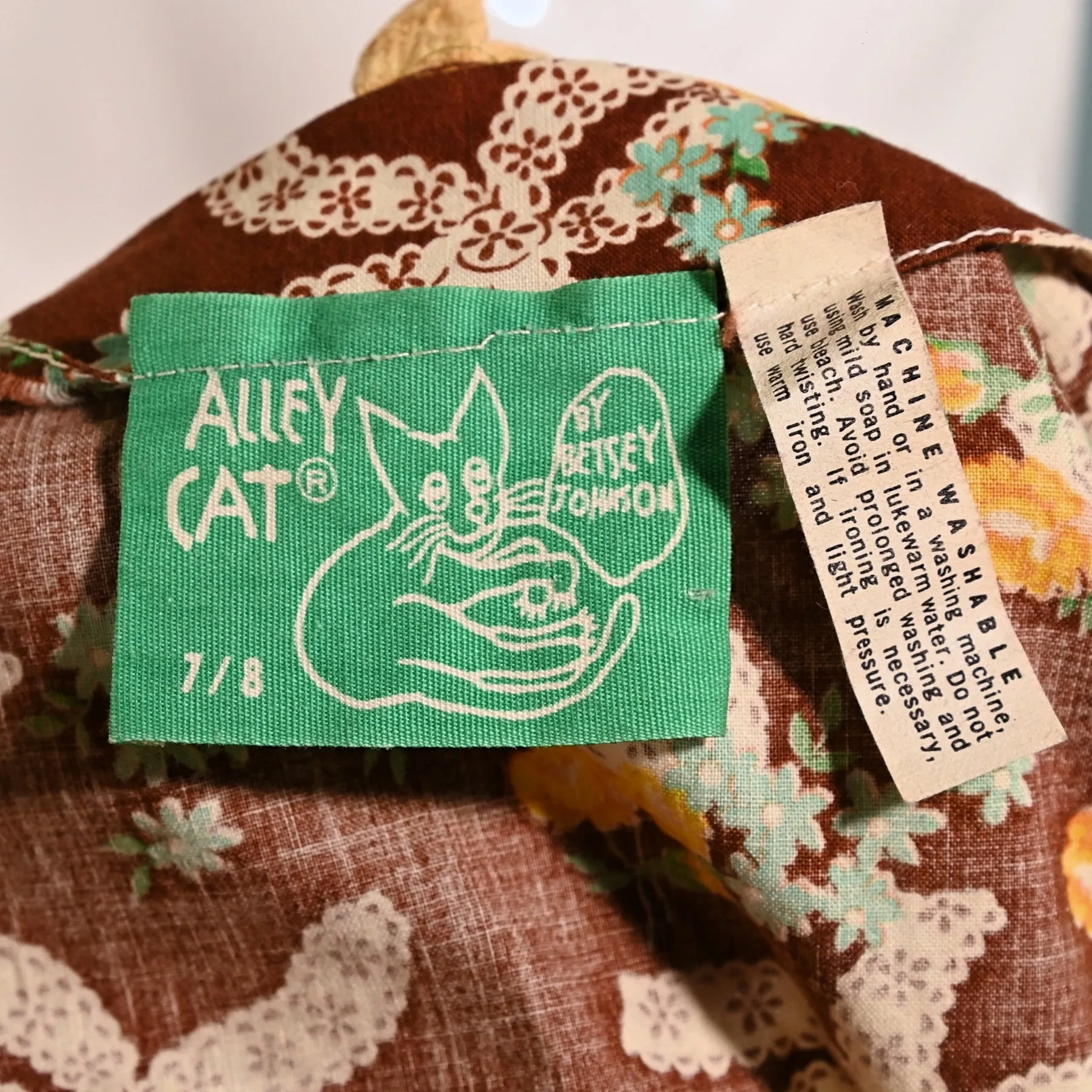 SOLD RARE 70s Betsey Johnson Alley Cat Dress, Whimsical Patchwork Midi XS