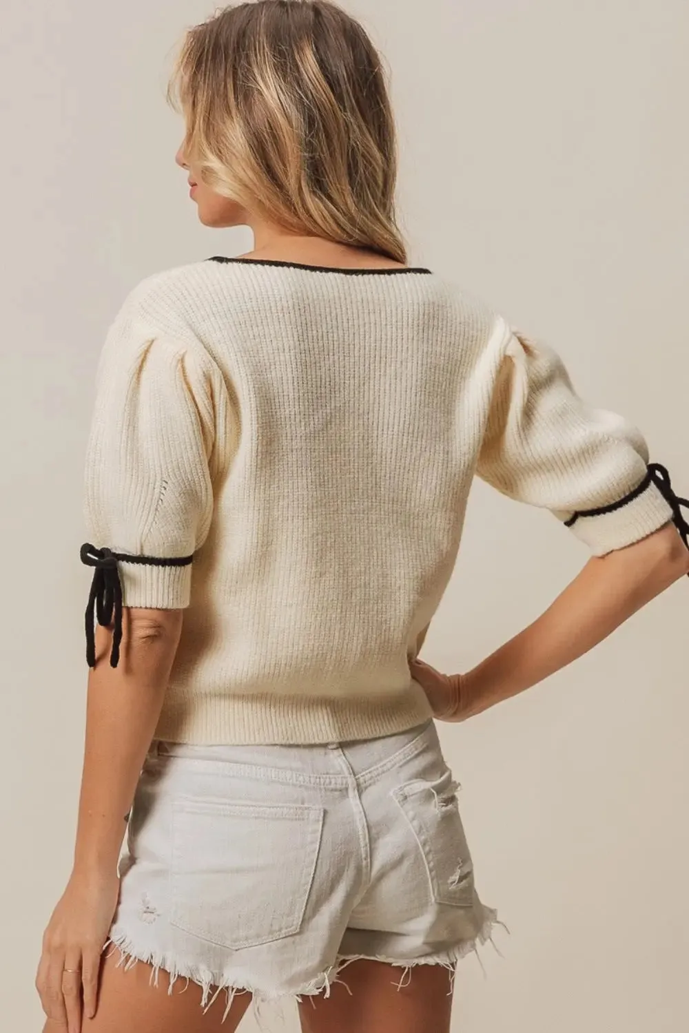 Sonya Contrast Binding Buttoned Cardigan