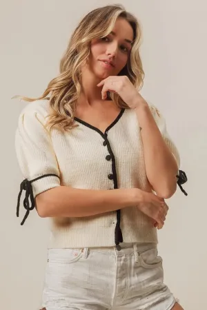Sonya Contrast Binding Buttoned Cardigan