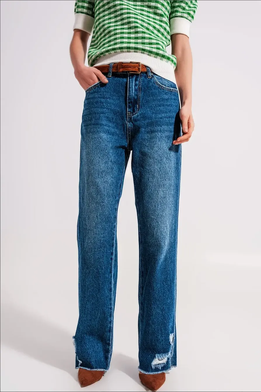 Split Hem Denim Jeans