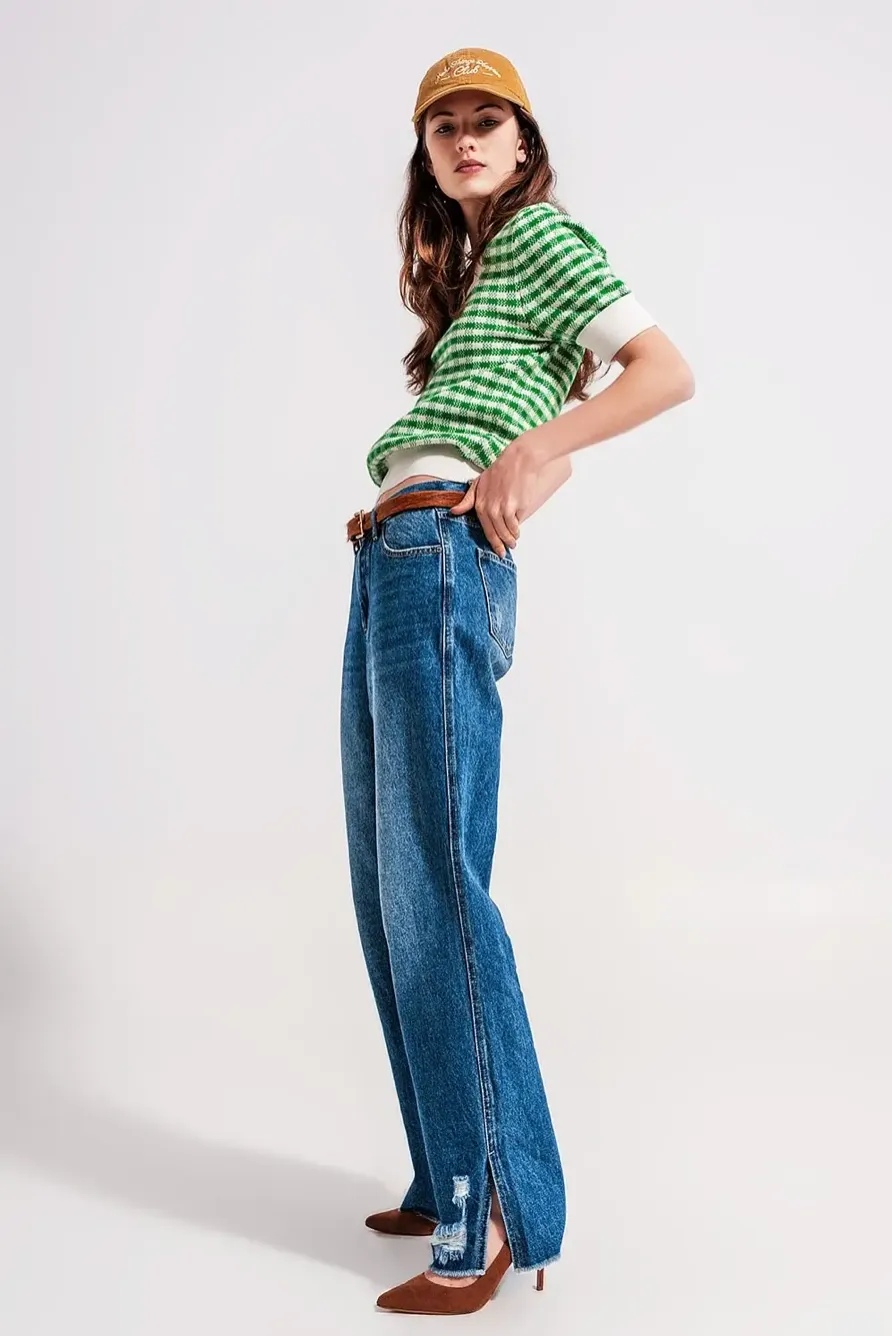 Split Hem Denim Jeans
