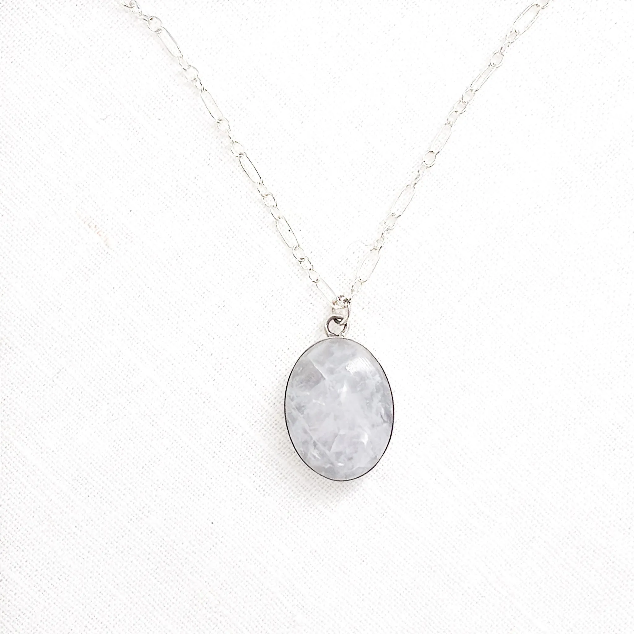 Sterling Silver Petite Lodestar Necklace - Frosty Quartz