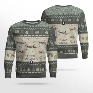 T-44C Pegasus T44C Aircraft Ugly Sweater, Ugly Sweater Christmas Shirt for Men Dad Veteran