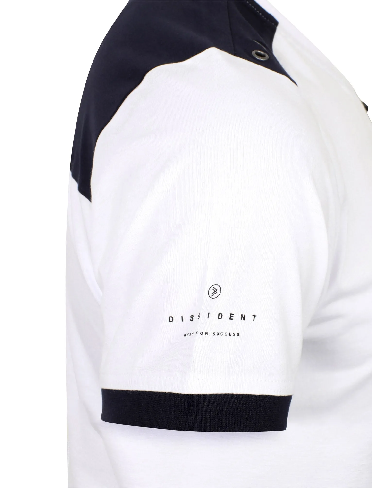 Trilude Open Henley Neck Cotton T-Shirt with Chest Pocket In Optic White - Dissident
