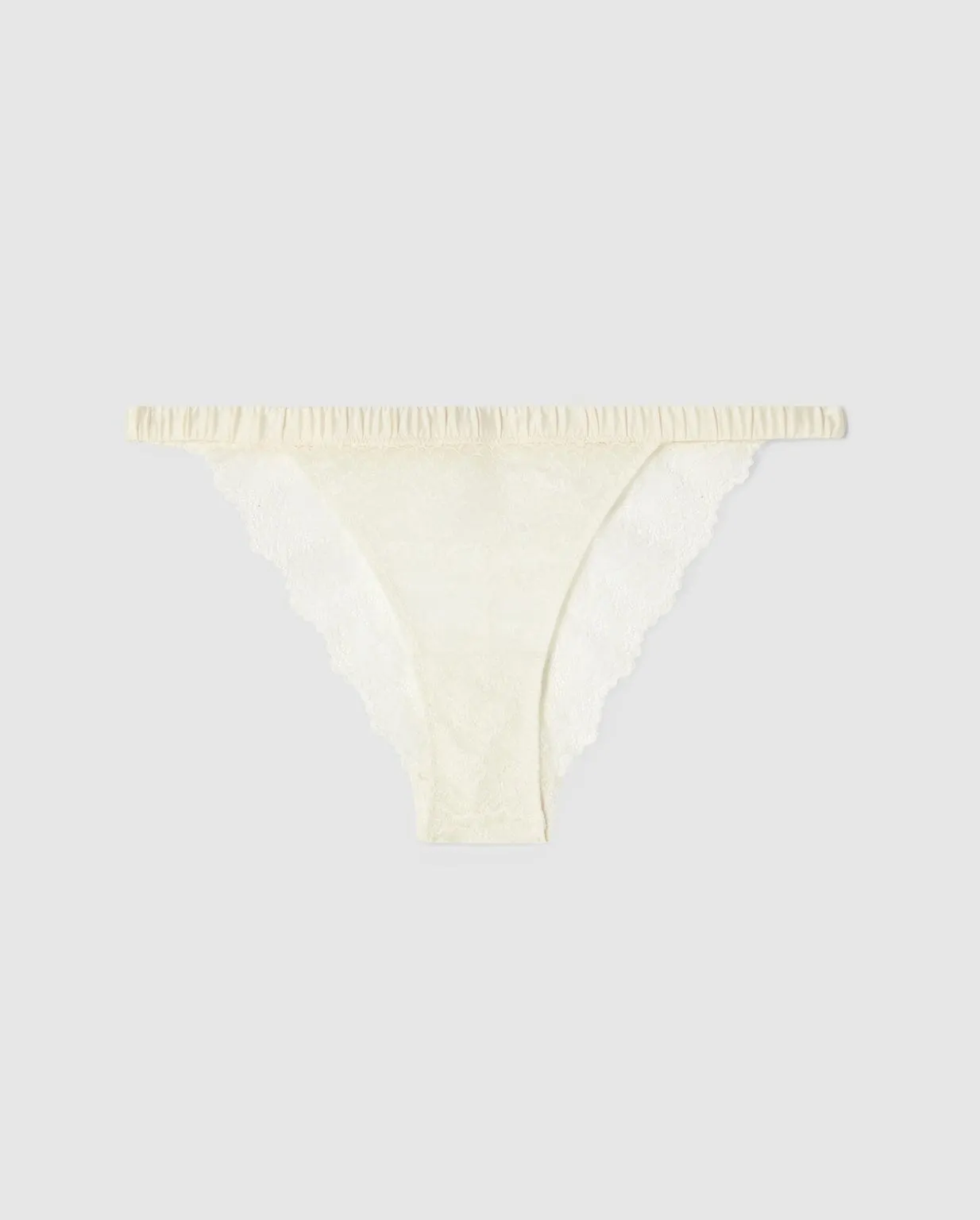 Understatement Underwear - Lace Satin Bikini Tanga - Cream