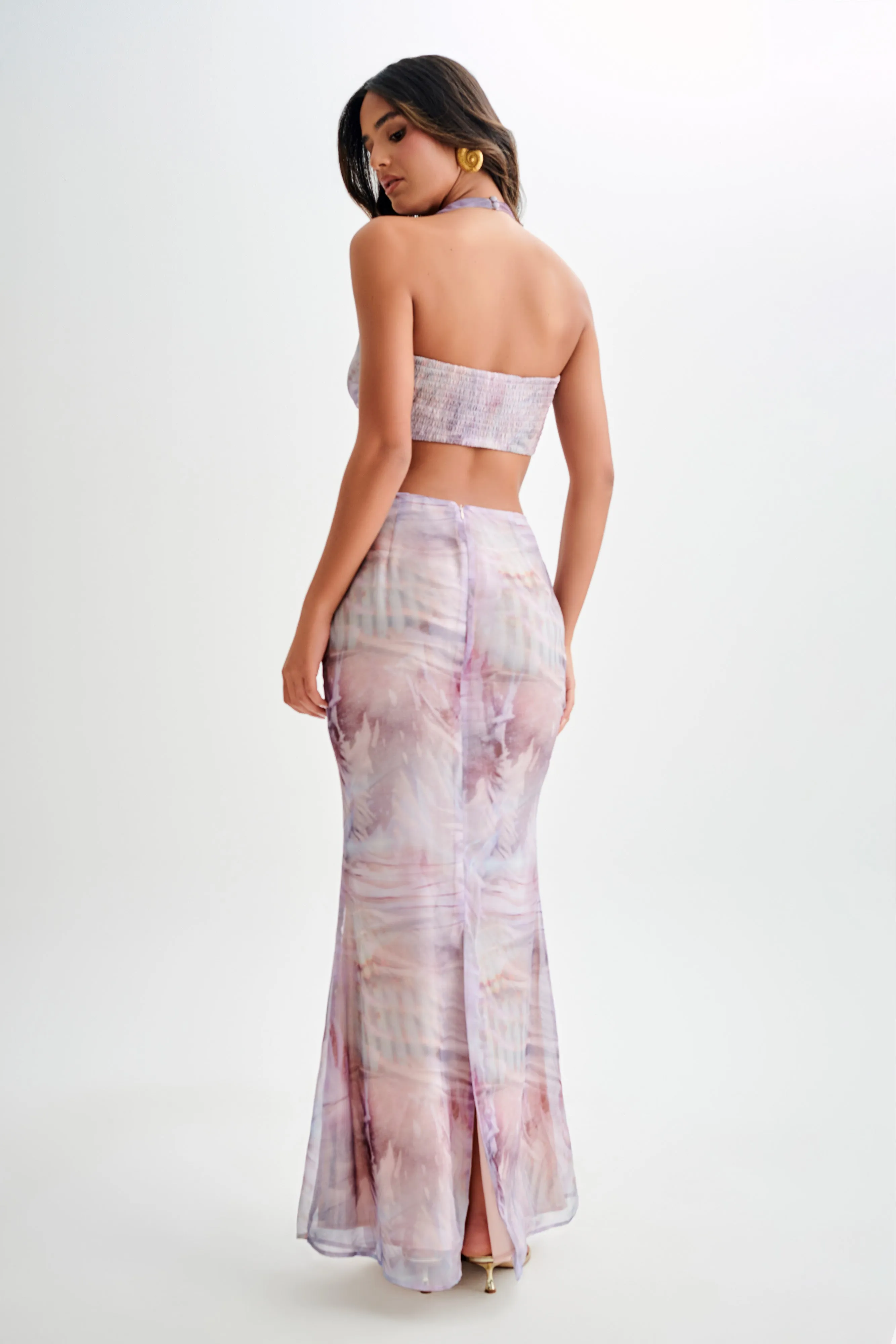 Ursula Shell Hardware Halter Top - Mermaid Shell Print