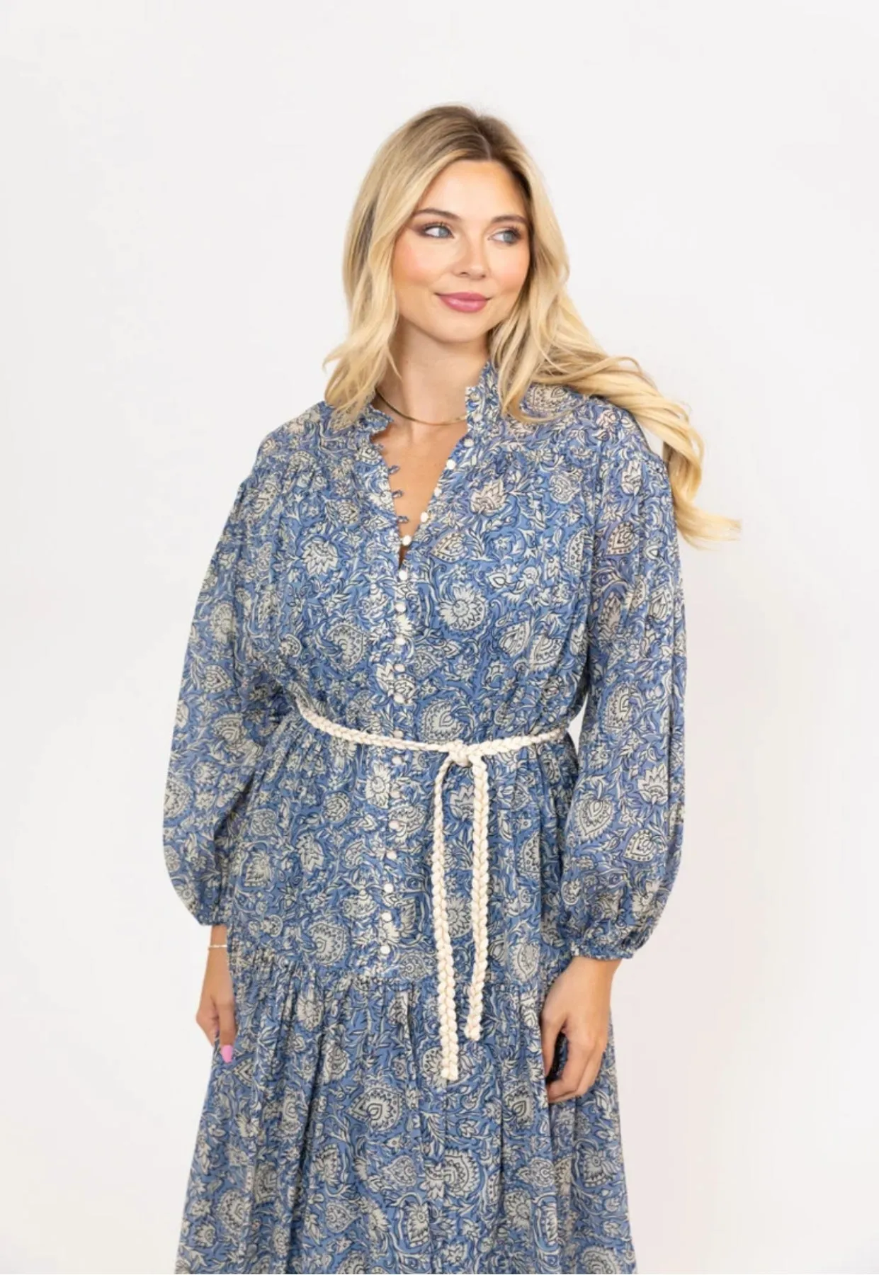 Vintage Floral Button Maxi Dress