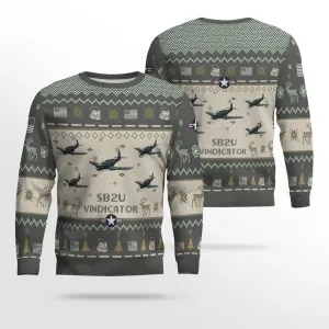 Vought SB2U Vindicator Aircraft Ugly Sweater, Ugly Sweater Christmas Shirt for Men Dad Veteran