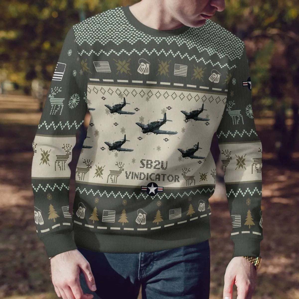 Vought SB2U Vindicator Aircraft Ugly Sweater, Ugly Sweater Christmas Shirt for Men Dad Veteran