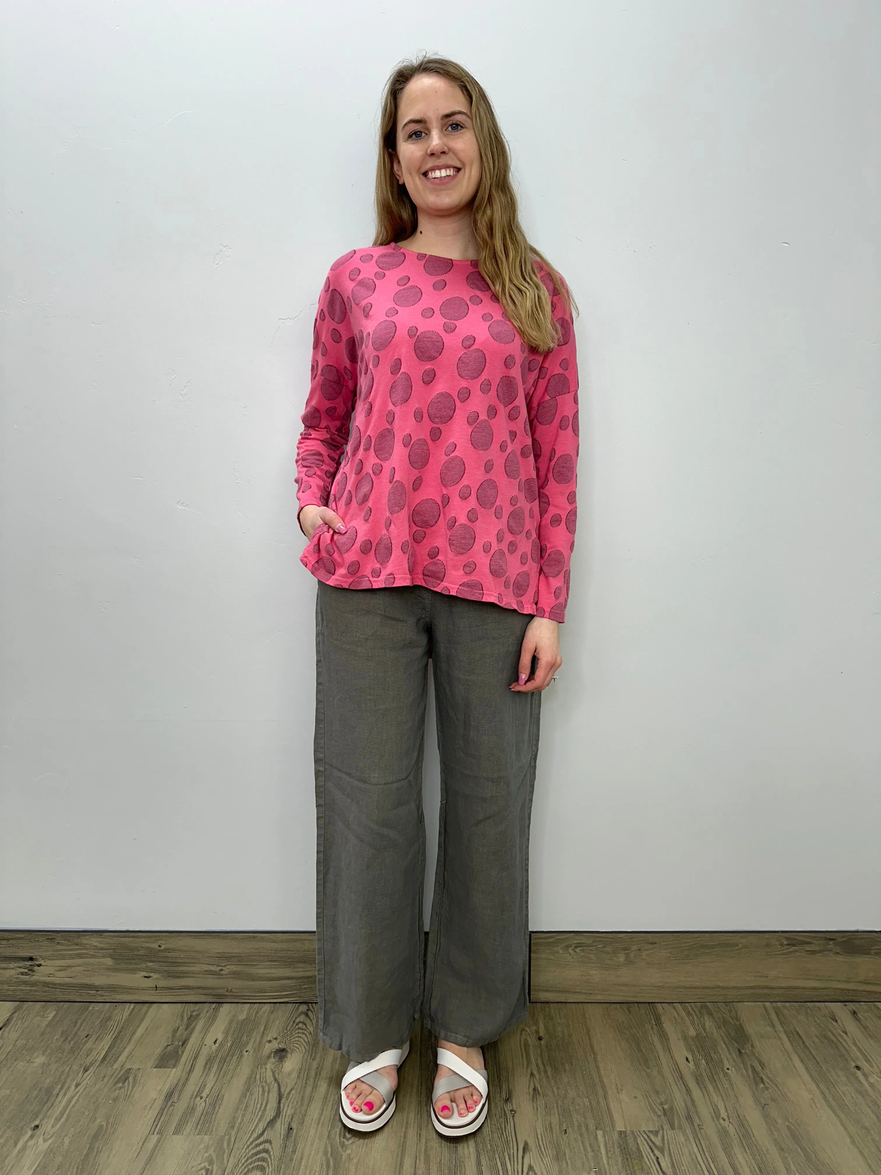Watermelon Jacquard Dot Boxy Top