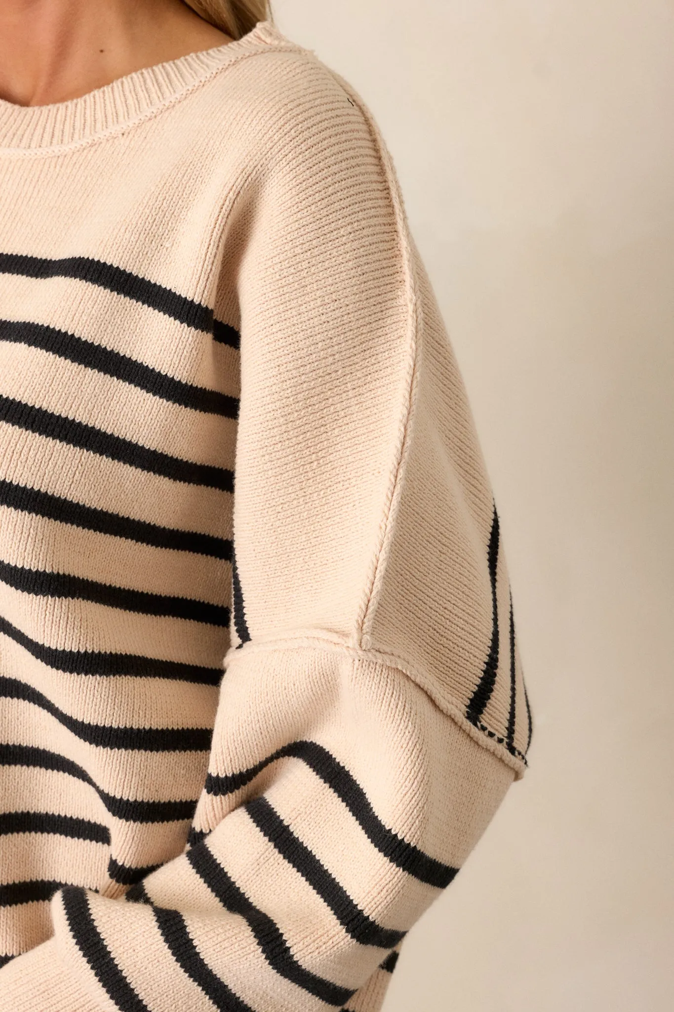 Whispering Woods Beige Stripe Knit Sweater
