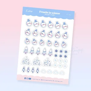 Winter Snowman Sticker Sheet | Kawaii Snowman Stickers | Cute Winter Planner Decor | Pastel Journal Stickers | FS 001