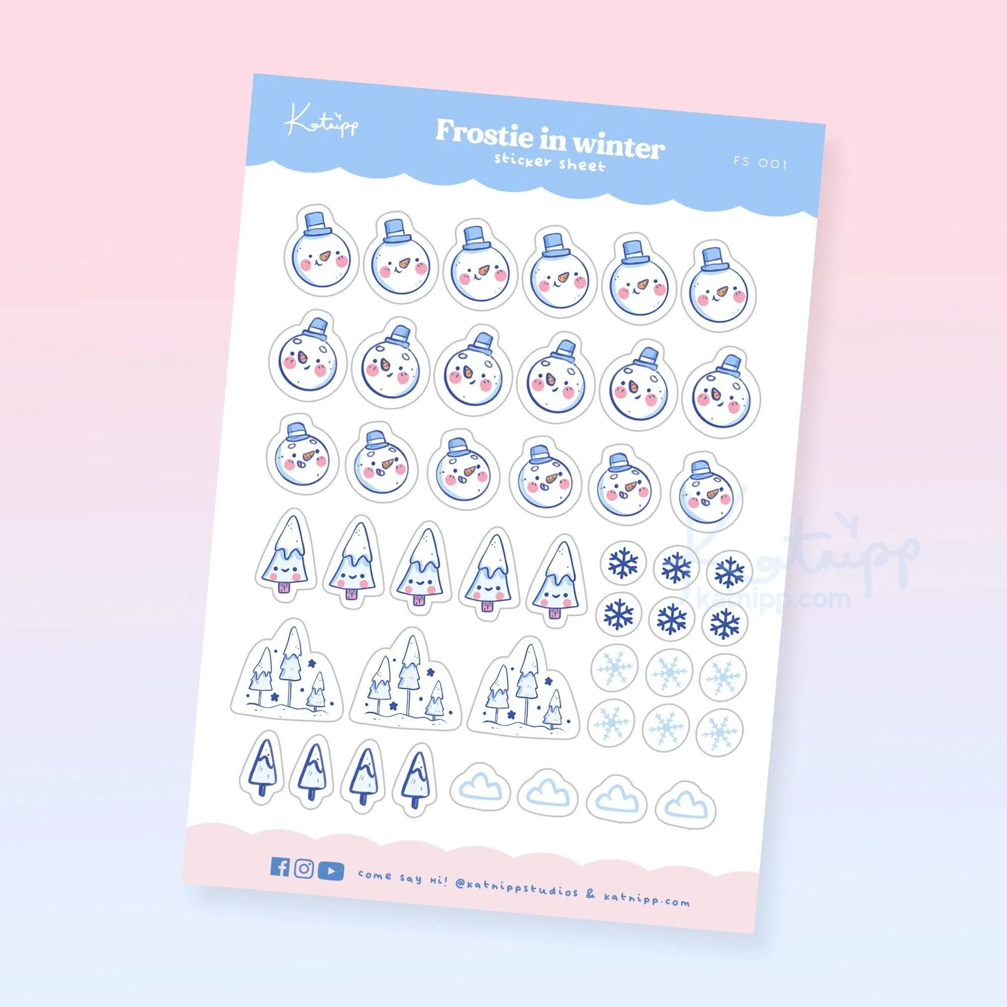 Winter Snowman Sticker Sheet | Kawaii Snowman Stickers | Cute Winter Planner Decor | Pastel Journal Stickers | FS 001