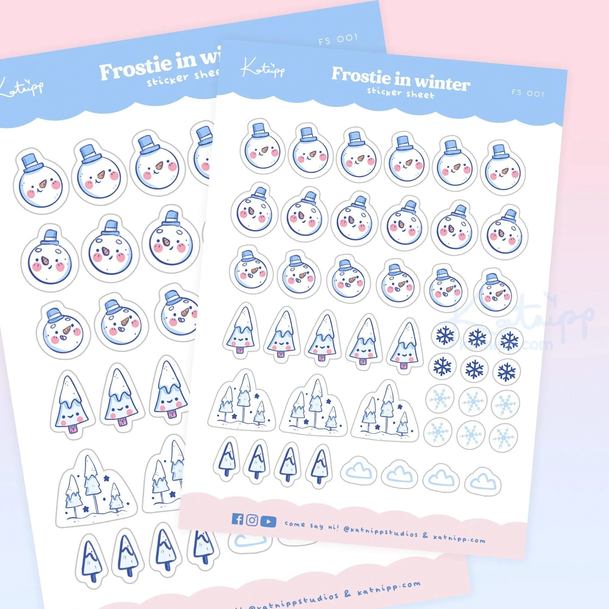 Winter Snowman Sticker Sheet | Kawaii Snowman Stickers | Cute Winter Planner Decor | Pastel Journal Stickers | FS 001