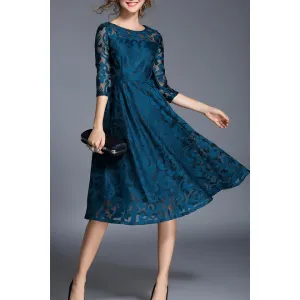 Women Lace Scoop Neck A-Line Fashion Dress - C376JPD