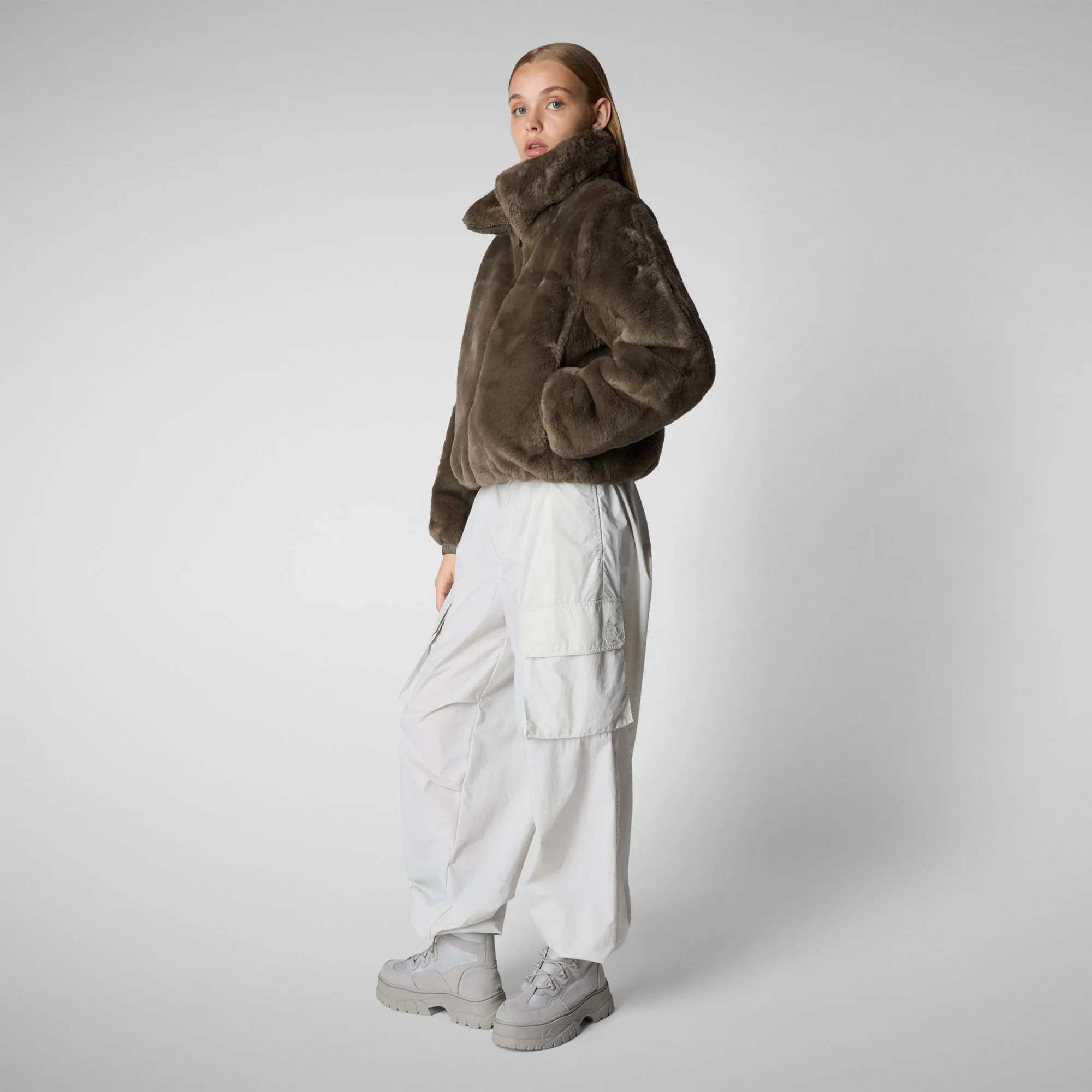 Women's jacket jeon in mud grey