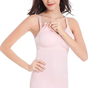 Women's Nursing Tank Tops Cotton Camisole For Breastfeeding Maternity Sleep Bra