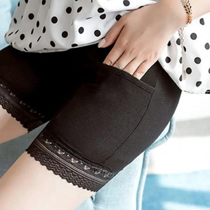 Womens Pocket Design Lace Underwear Shorts