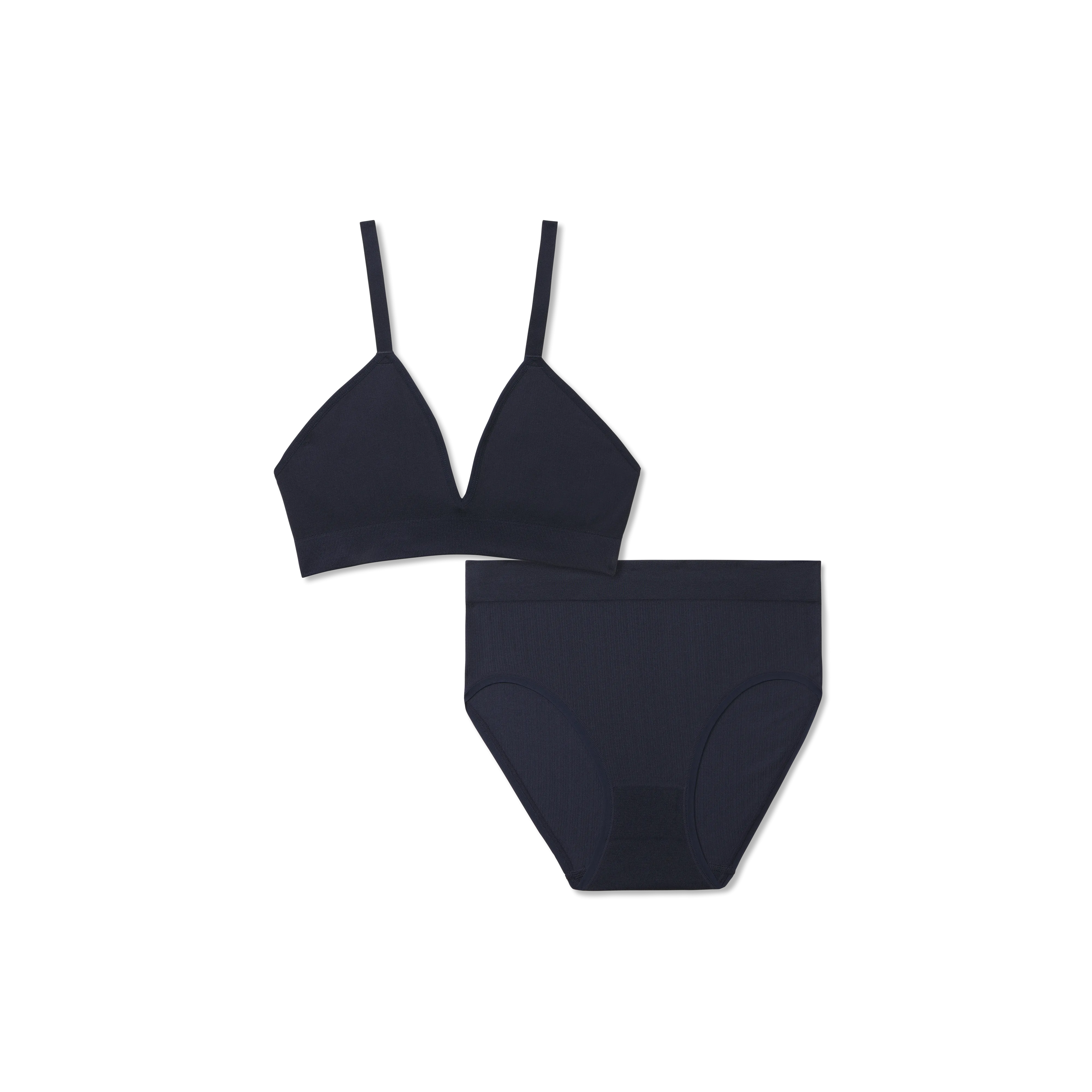 Women's Seamless Triangle Bralette   High Rise Brief