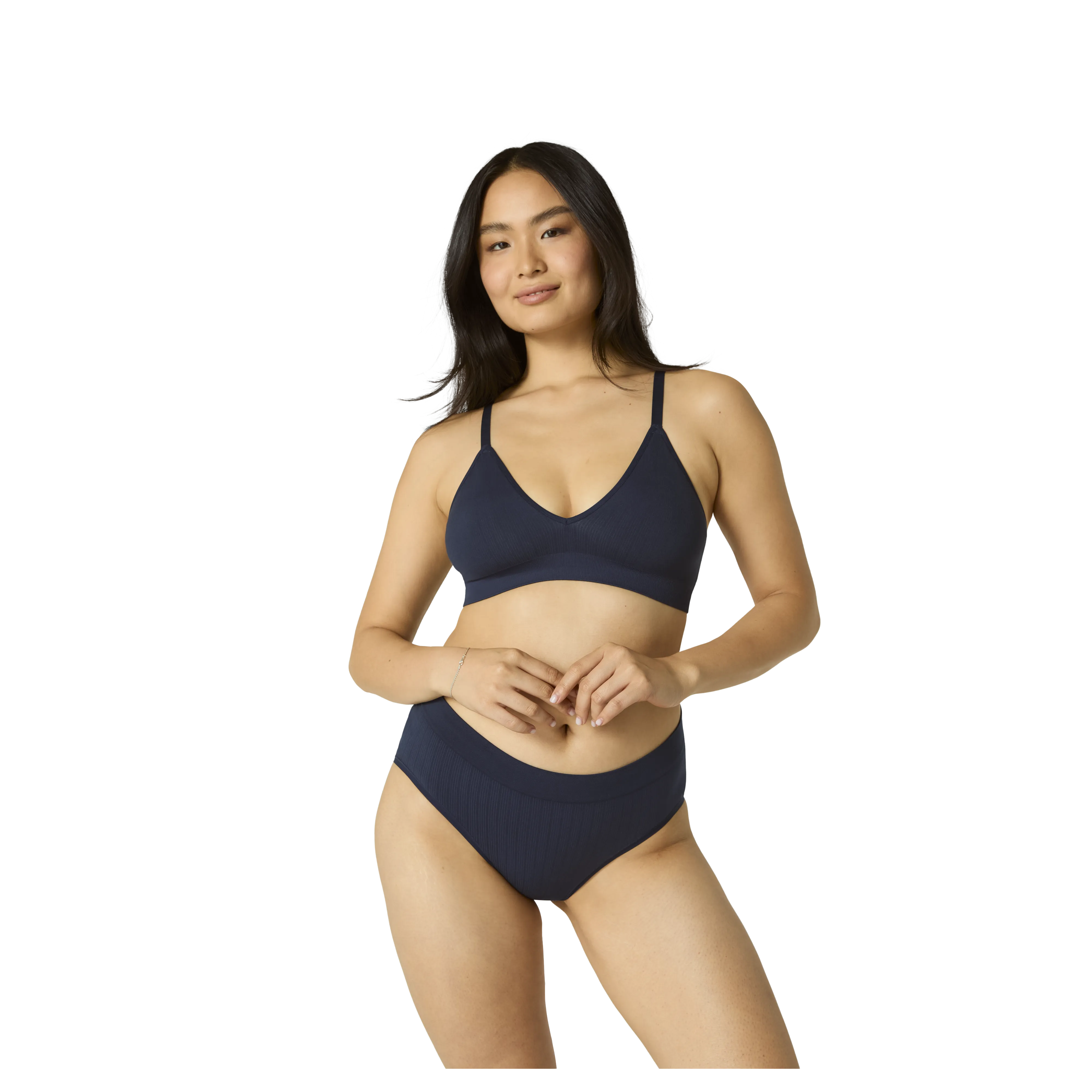 Women's Seamless Triangle Bralette   High Rise Brief