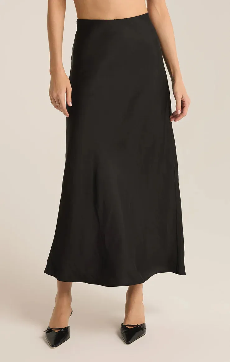 Z SUPPLY EUROPA POLY SHEEN SKIRT - BLACK