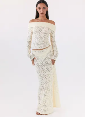 Zephyra Lace Maxi Skirt - Natural