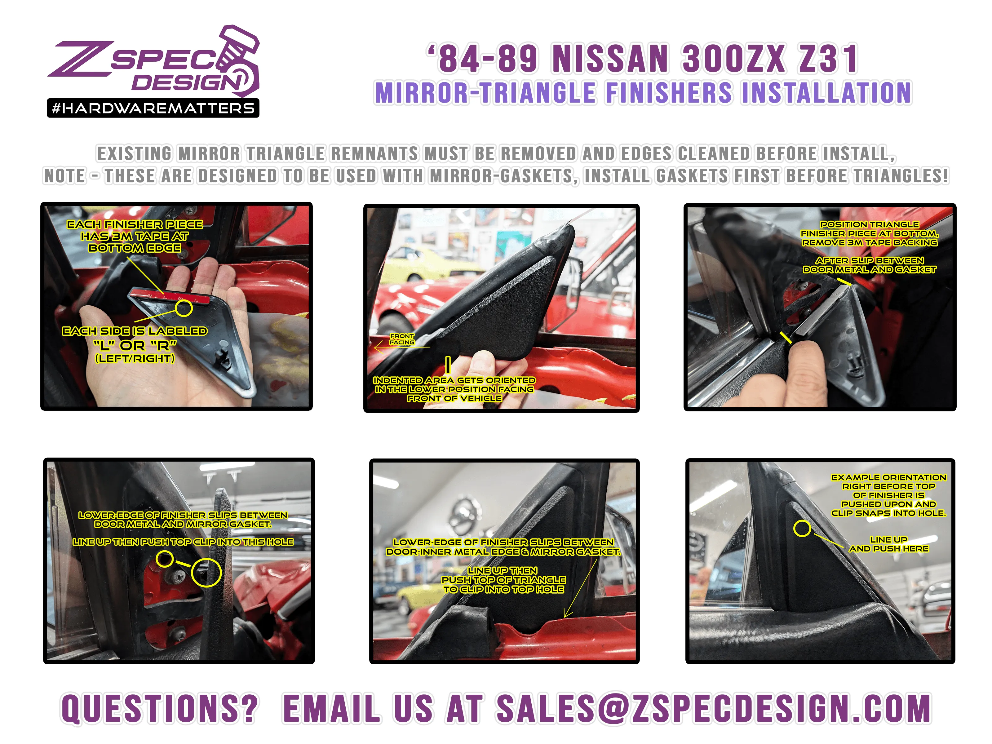 ZSPEC Z31 300zx Door Side-Mirror Interior Trim Covers, Black, Left & Right Side