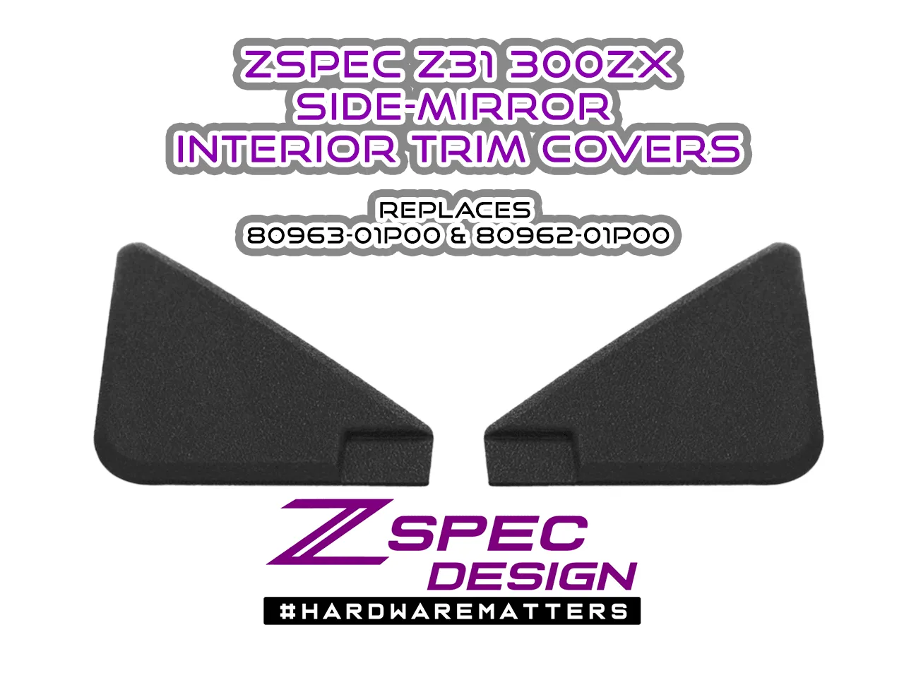ZSPEC Z31 300zx Door Side-Mirror Interior Trim Covers, Black, Left & Right Side